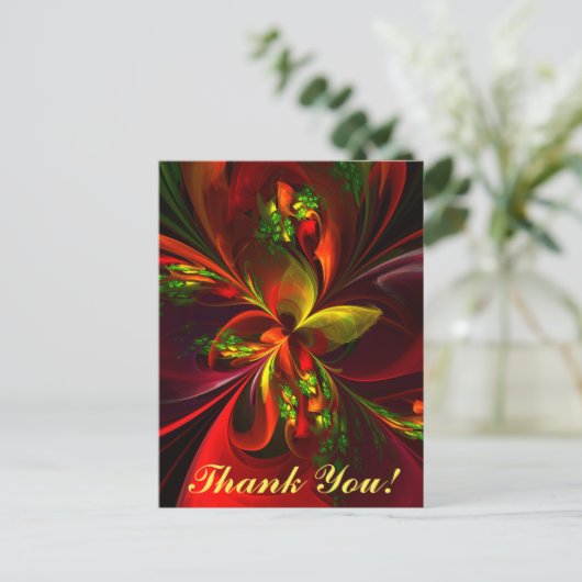 Modern rood groen bloemig Abstract kunstpatroon #0 Briefkaart (Staand voorkant)