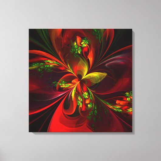 Modern rood groen bloemig Abstract kunstpatroon #0 Canvas Afdruk (Voorkant)