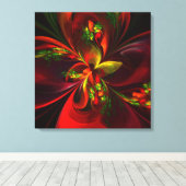 Modern rood groen bloemig Abstract kunstpatroon #0 Canvas Afdruk (Insitu (Houten vloer))