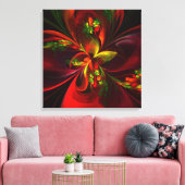 Modern rood groen bloemig Abstract kunstpatroon #0 Canvas Afdruk (Insitu (Woonkamer))