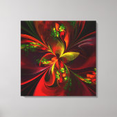 Modern rood groen bloemig Abstract kunstpatroon #0 Canvas Afdruk (Voorkant)