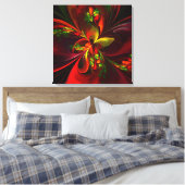 Modern rood groen bloemig Abstract kunstpatroon #0 Canvas Afdruk (Insitu (Slaapkamer))