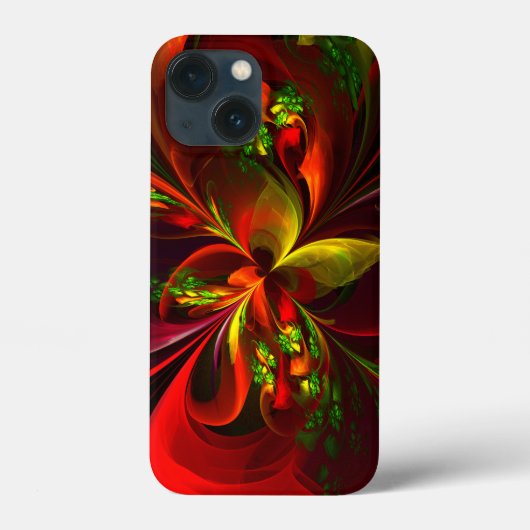 Modern rood groen bloemig Abstract kunstpatroon #0 Case-Mate iPhone Case (Achterkant)