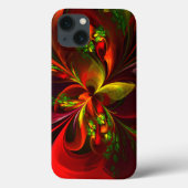 Modern rood groen bloemig Abstract kunstpatroon #0 Case-Mate iPhone Case (Achterkant)