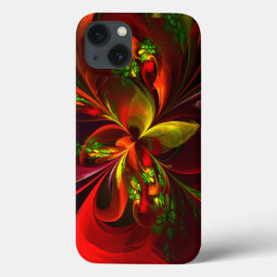 Modern rood groen bloemig Abstract kunstpatroon #0 Case-Mate iPhone Case
