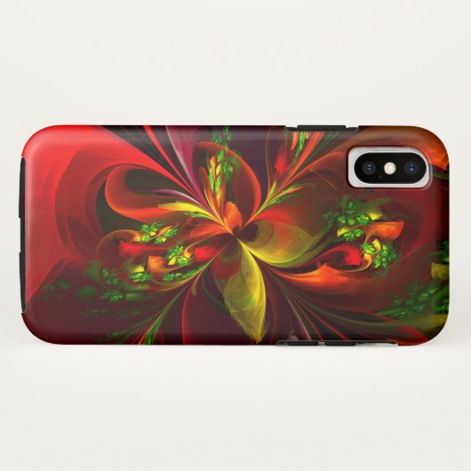 Modern rood groen bloemig Abstract kunstpatroon #0 Case-Mate iPhone Case (Achterkant (horizontaal))