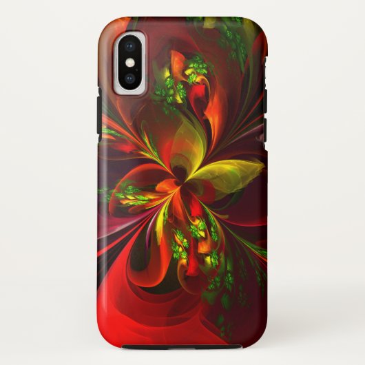 Modern rood groen bloemig Abstract kunstpatroon #0 Case-Mate iPhone Case (Achterkant)