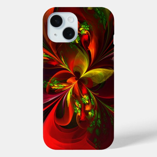 Modern rood groen bloemig Abstract kunstpatroon #0 Case-Mate iPhone Case (Achterkant)