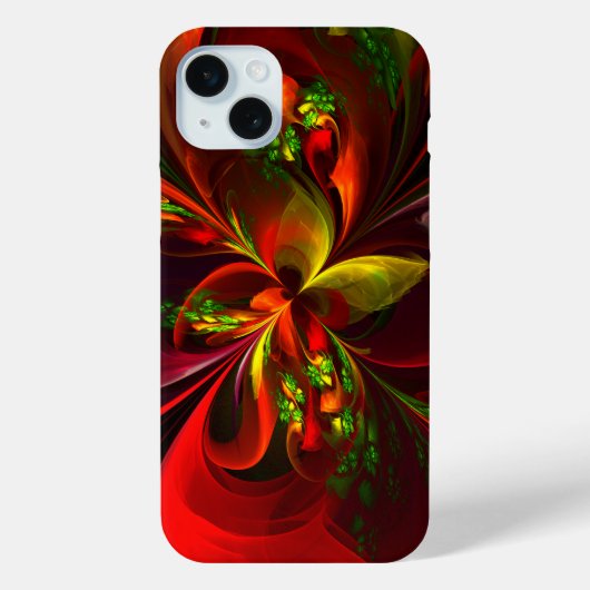 Modern rood groen bloemig Abstract kunstpatroon #0 Case-Mate iPhone Case (Achterkant)