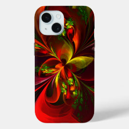 Modern rood groen bloemig Abstract kunstpatroon #0 iPhone 15 Case