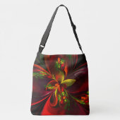 Modern rood groen bloemig Abstract kunstpatroon #0 Crossbody Tas (Achterkant)
