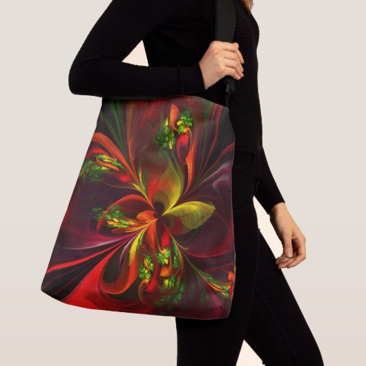 Modern rood groen bloemig Abstract kunstpatroon #0 Crossbody Tas (Dichtbij)