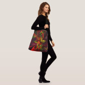 Modern rood groen bloemig Abstract kunstpatroon #0 Crossbody Tas (Op model)
