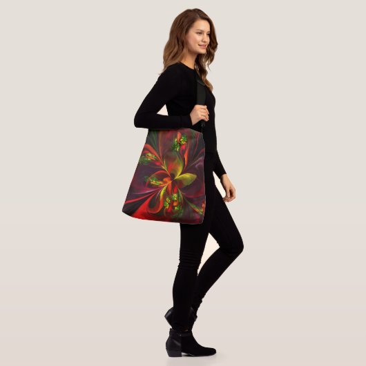 Modern rood groen bloemig Abstract kunstpatroon #0 Crossbody Tas (Op model)