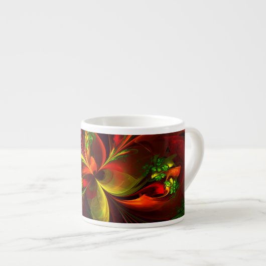Modern rood groen bloemig Abstract kunstpatroon #0 Espresso Kop (Voorkant rechts)