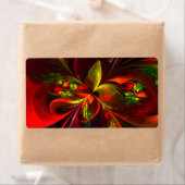 Modern rood groen bloemig Abstract kunstpatroon #0 Etiket (Insitu)