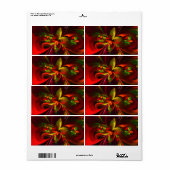 Modern rood groen bloemig Abstract kunstpatroon #0 Etiket (Full Sheet)