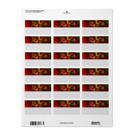 Modern rood groen bloemig Abstract kunstpatroon #0 Etiket (Full Sheet)