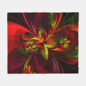 Modern rood groen bloemig Abstract kunstpatroon #0 Fleece Deken (Voorkant (Horizontaal))