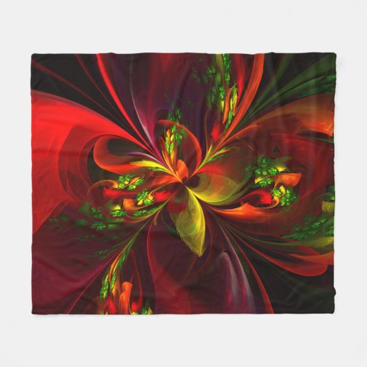 Modern rood groen bloemig Abstract kunstpatroon #0 Fleece Deken (Voorkant (Horizontaal))