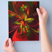 Modern rood groen bloemig Abstract kunstpatroon #0 Flyer (Hand)