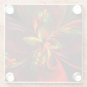 Modern rood groen bloemig Abstract kunstpatroon #0 Glazen Onderzetter (Achterkant)