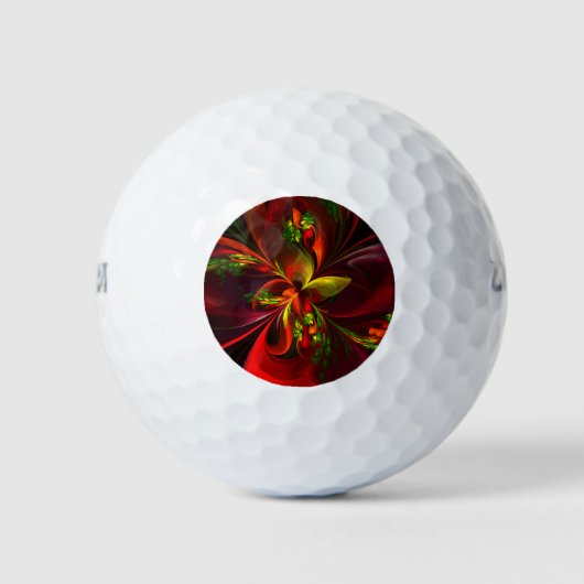 Modern rood groen bloemig Abstract kunstpatroon #0 Golfballen (Voorkant)