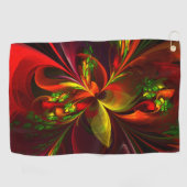 Modern rood groen bloemig Abstract kunstpatroon #0 Golfhanddoek (Horizontaal)