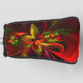 Modern rood groen bloemig Abstract kunstpatroon #0 Golfheadcover (Voorkant)