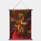 Modern rood groen bloemig Abstract kunstpatroon #0 Hangend Wandkleed (Voorkant)