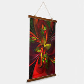 Modern rood groen bloemig Abstract kunstpatroon #0 Hangend Wandkleed (Gebogen)