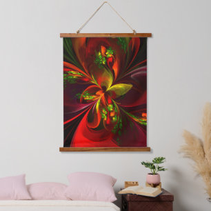 Modern rood groen bloemig Abstract kunstpatroon #0 Hangend Wandkleed