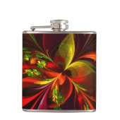 Modern rood groen bloemig Abstract kunstpatroon #0 Heupfles (Voorkant)