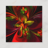 Modern rood groen bloemig Abstract kunstpatroon #0 Informatiekaartje (Voorkant)