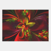 Modern rood groen bloemig Abstract kunstpatroon #0 Inpakpapier Vel (Voorkant 2)