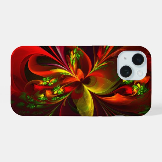 Modern rood groen bloemig Abstract kunstpatroon #0 iPhone 15 Case (Achterkant horizontaal)