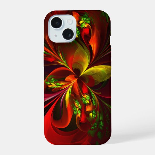 Modern rood groen bloemig Abstract kunstpatroon #0 iPhone 15 Case (Achterkant)