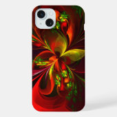 Modern rood groen bloemig Abstract kunstpatroon #0 iPhone Hoesje (Achterkant)