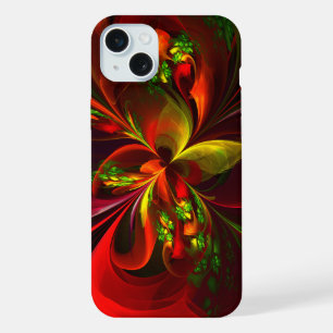 Modern rood groen bloemig Abstract kunstpatroon #0 iPhone 15 Plus Case