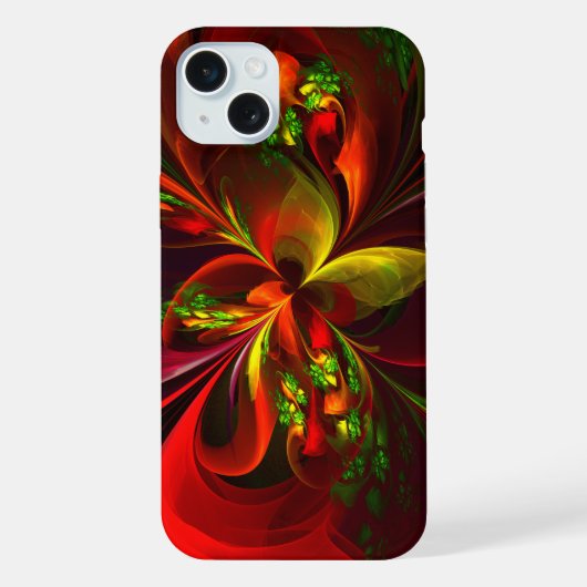 Modern rood groen bloemig Abstract kunstpatroon #0 iPhone Hoesje (Achterkant)