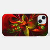 Modern rood groen bloemig Abstract kunstpatroon #0 iPhone Hoesje (Achterkant horizontaal)