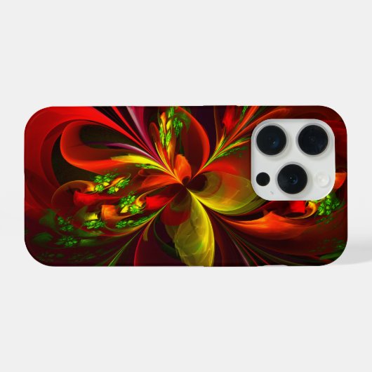 Modern rood groen bloemig Abstract kunstpatroon #0 iPhone Hoesje (Achterkant horizontaal)