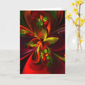 Modern rood groen bloemig Abstract kunstpatroon #0 Kaart (Gele Bloem)