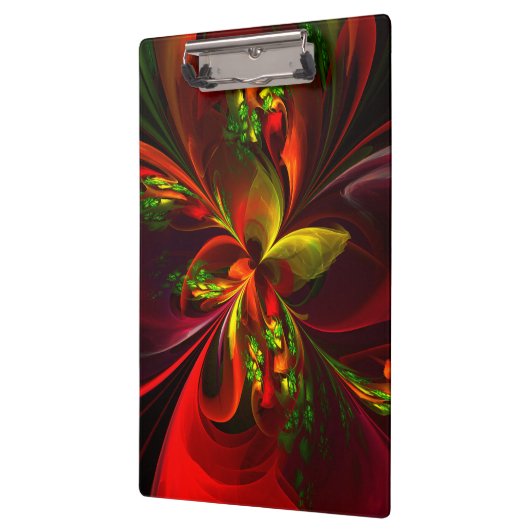 Modern rood groen bloemig Abstract kunstpatroon #0 Klembord (Links)