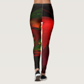 Modern rood groen bloemig Abstract kunstpatroon #0 Leggings (Achterkant)