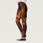 Modern rood groen bloemig Abstract kunstpatroon #0 Leggings (Links)