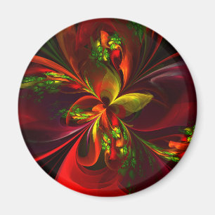 Modern rood groen bloemig Abstract kunstpatroon #0 Magneet