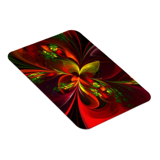 Modern rood groen bloemig Abstract kunstpatroon #0 Magneet (Rechterzijde)