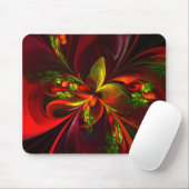 Modern rood groen bloemig Abstract kunstpatroon #0 Muismat (Met muis)