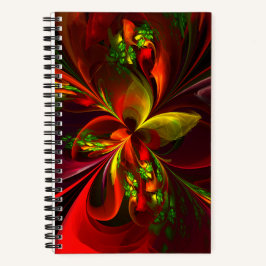 Modern rood groen bloemig Abstract kunstpatroon #0 Notitieboek